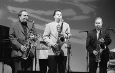 Ken Peplowski, Scot Hamilton and Harry Allen, Brecon Jazz Festival, Powys, Wales, Aug 1998. Artist: Brian O'Connor