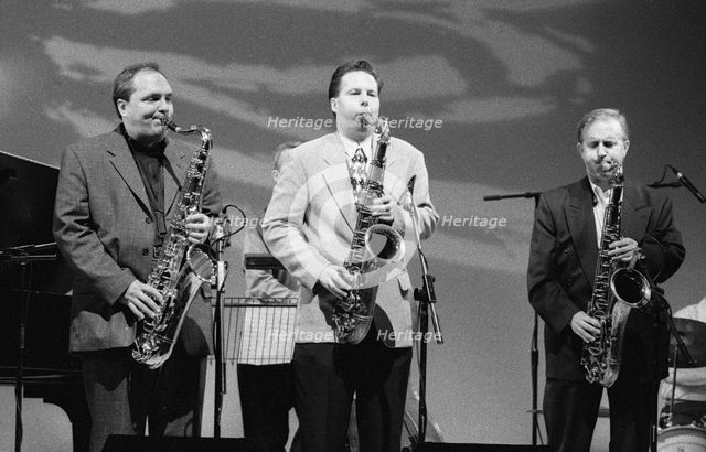 Ken Peplowski, Scot Hamilton and Harry Allen, Brecon Jazz Festival, Powys, Wales, Aug 1998. Artist: Brian O'Connor.