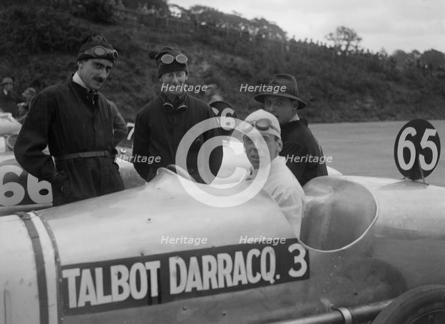 Kenelm Lee Guinness in his Talbot-Darracq at the JCC 200 Mile Race, Brooklands, Surrey, 1921. Artist: Bill Brunell.