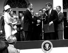 Kennedy and Shepard in Washington D.C., 1961. Creator: NASA