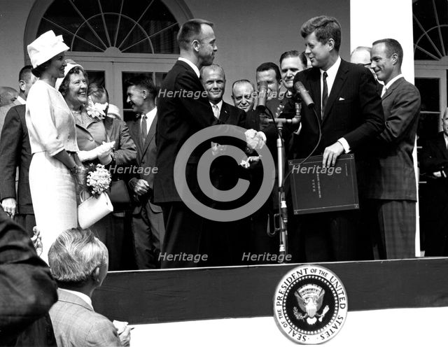 Kennedy and Shepard in Washington D.C., 1961. Creator: NASA.