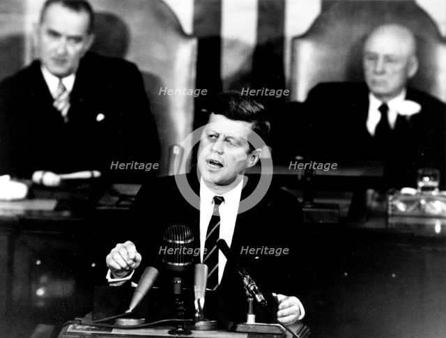 Kennedy Giving Historic Speech to Congress, 1961. Creator: NASA.