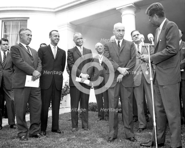 Kennedy Presents Award to Gilruth, 1962. Creator: NASA.