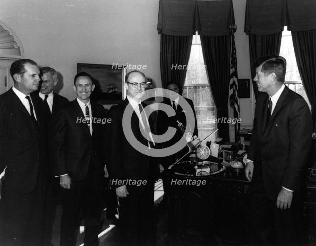 Kennedy Receives Mariner 2 Model, 1961. Creator: NASA.