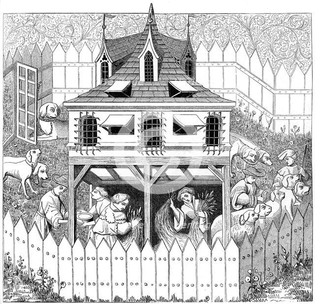Kennel in which Dogs should live, and how they should be kept, 15th century, (1849). Artist: Unknown