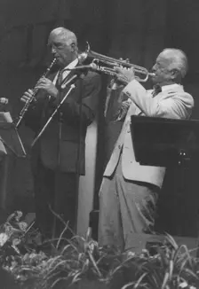 Kenny Baker and Roy Willox, Barbican, London 1993. Creator: Brian Foskett