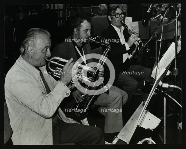 Kenny Baker, Danny Moss, and Henry Mackenzie at the BBC recording studios, London, 22 April 1982. Creator: Denis Williams.