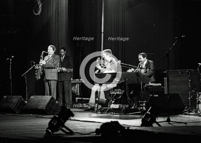 Kenny Burrell, Jon Faddis, Frank Foster, Jimmy Smith, Philip Morris Jazz Festival, London, Nov 1985. Creator: Brian O'Connor.