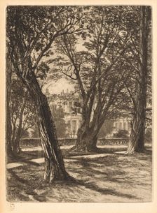 Kensington Gardens, No. 1 (Small Plate), 1859. Creator: Francis Seymour Haden (British, 1818-1910)
