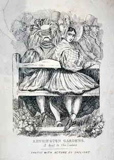 Kensington Gardens, a hint to the ladies 1838. Artist: Anon