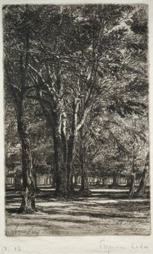 Kensington Gardens (The Larger Plate), 1860. Creator: Francis Seymour Haden (British, 1818-1910)