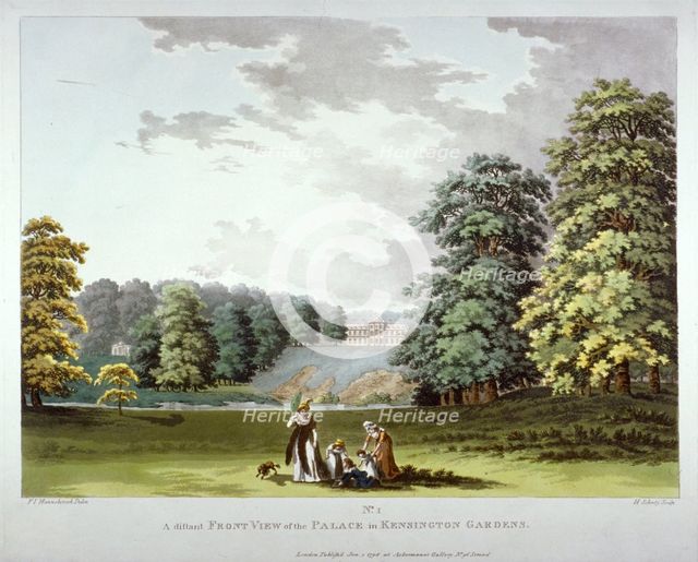 Kensington Palace and Gardens, London, 1798. Artist: Heinrich Schutz