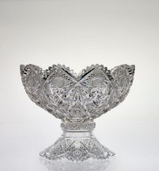 Kensington pattern punch bowl on stand, probably designed about 1895-1900. Creator: TG Hawkes & Co