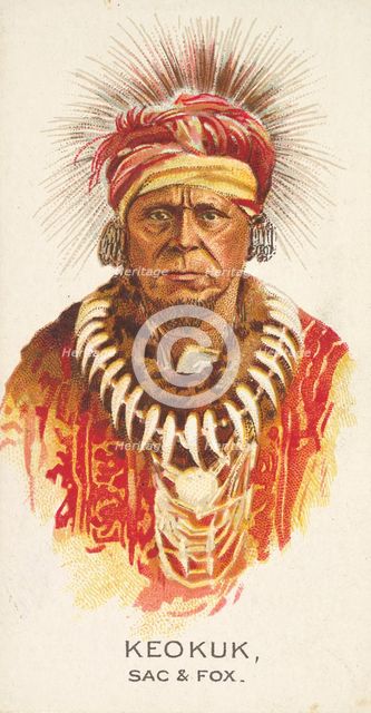 Keokuk, Sac and Fox, from the American Indian Chiefs series (N2) for Allen & Ginter Cigare..., 1888. Creator: Allen & Ginter.