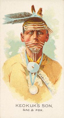 Keokuk's Son, Sac and Fox, from the American Indian Chiefs series (N2) for Allen & Ginter ..., 1888. Creator: Allen & Ginter