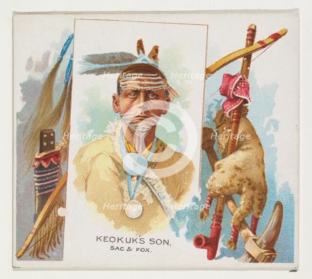 Keokuk's Son, Sac & Fox, from the American Indian Chiefs series (N36) for Allen & Ginter C..., 1888. Creator: Allen & Ginter.