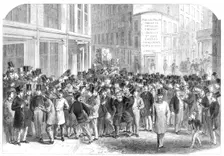Kerbstone stockbrokers in New York, 1864. Creator: Mason Jackson