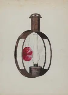 Kerosene Street Car Lamp, c. 1936. Creator: Florence Huston