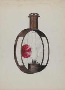 Kerosene Street Car Lamp, c. 1936. Creator: Florence Huston