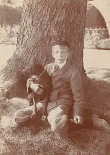 Kermit Roosevelt and Jack, the dog, 1902. Creator: Frances Benjamin Johnston