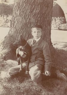 Kermit Roosevelt and Jack, the dog, 1902. Creator: Frances Benjamin Johnston