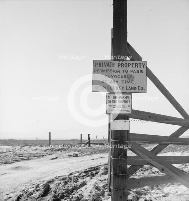 Kern County, California is largely in the hands of big landowners, 1939. Creator: Dorothea Lange.