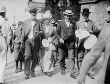 Kern, Mrs. Bryan, W.J. Bryan, and brother leaving hall, c1912. Creator: Bain News Service