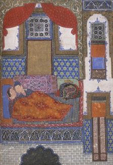 Khusrau and Shirin in bed, c1410-c1411. Creator: Unknown