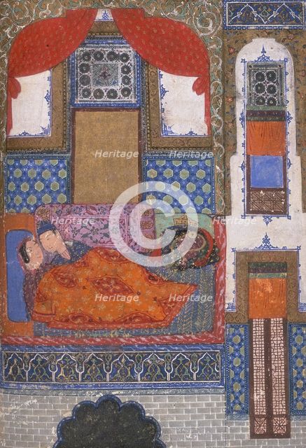 Khusrau and Shirin in bed, c1410-c1411. Creator: Unknown.