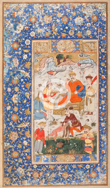 Khusraw Celebrating after Killing the Dragon, page from a manuscript of the Khamsa, 17th century. Creator: Unknown.