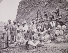Khyber chiefs and khans with Captain Tucker, Jamrood Fort, Northwest Frontier Province, 1878. Creator: John Burke