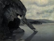 "Khabit" (Khobot) Rock and the Shaman's Stone at 4 Versts From the Village of Kaltuk..., 1850-1899. Creator: Pavel Mikhailovich Kosharov