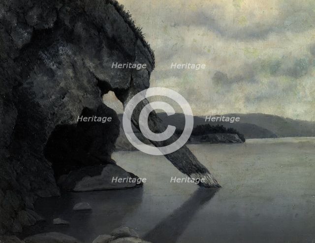 "Khabit" (Khobot) Rock and the Shaman's Stone at 4 Versts From the Village of Kaltuk..., 1850-1899. Creator: Pavel Mikhailovich Kosharov.