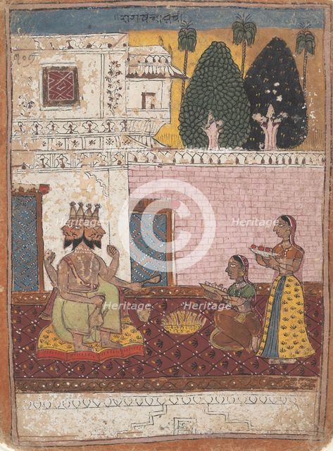 Khambavati Ragini...from a Dispersed Ragamala Series (Garland of Musical Modes), 1700-1725. Creator: Unknown.