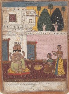 Khambavati Ragini...from a Dispersed Ragamala Series (Garland of Musical Modes), 1700-1725. Creator: Unknown