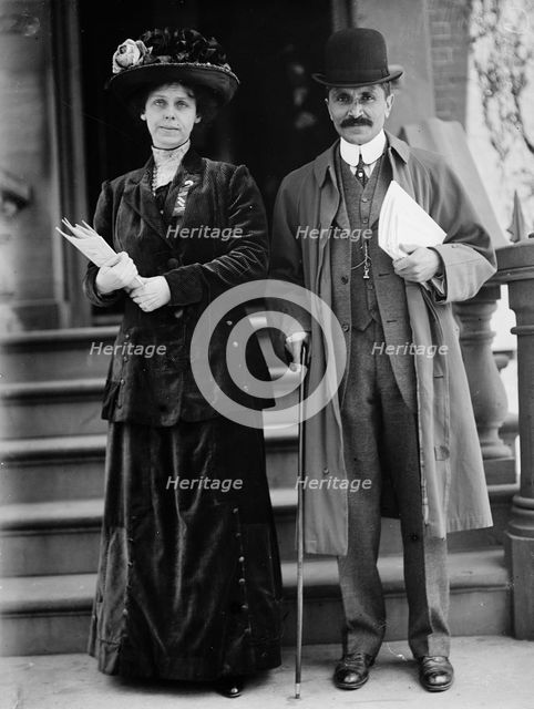 Khan, Mirza Ali Kuli - Charge of Persia. with Mme. Khan, 1911. Creator: Harris & Ewing.