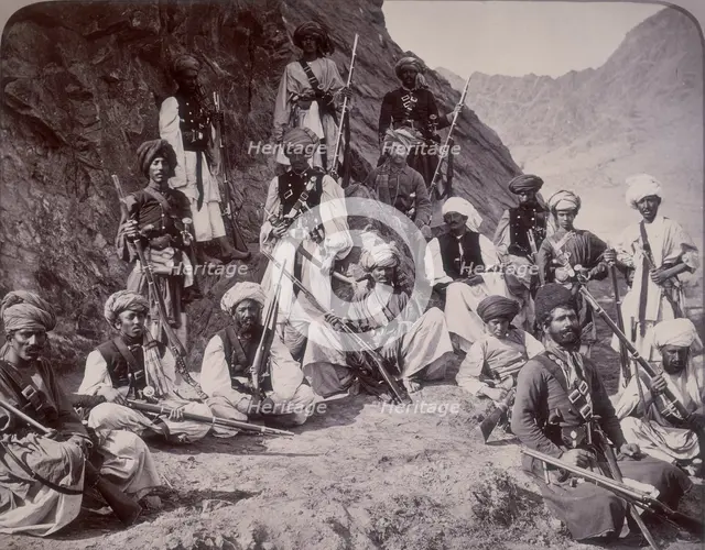 Khan of Lalpura and followers, Afghanistan, 1878. Creator: John Burke.
