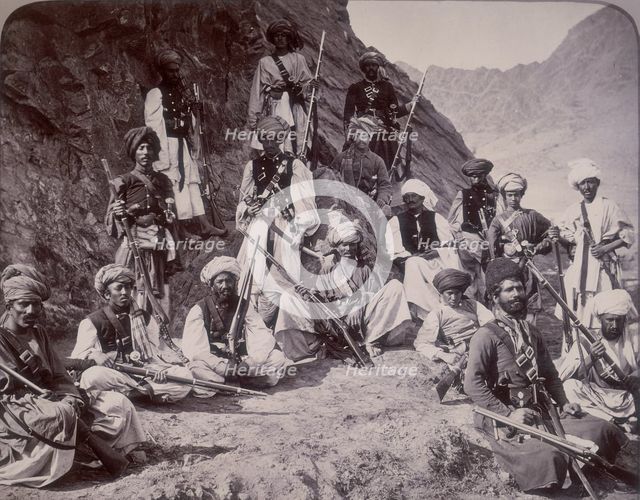 Khan of Lalpura and followers, Afghanistan, 1878. Creator: John Burke.