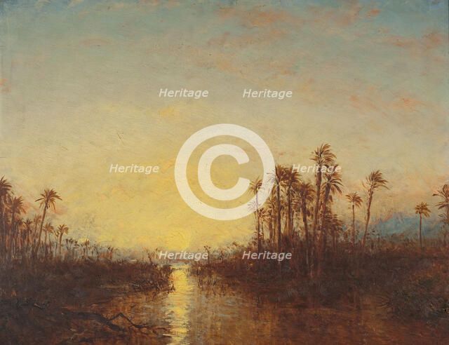 Khartoum, coucher de soleil, between 1885 and 1890. Creator: Felix Francois Georges Philibert Ziem.