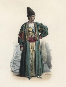 Khatchadour D'Hohannés, officer of the Royal Prince of Persia, color engraving 1870