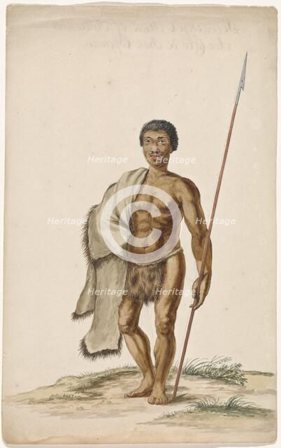 Khoekhoe man with assegaai, c.1675-c.1725.  Creator: Anon.