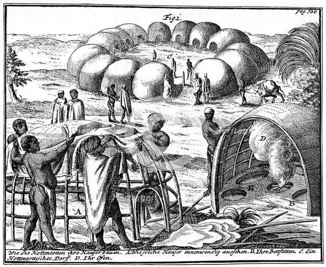 Khoikhoi huts and kraal, South Africa, 1931. Artist: Unknown
