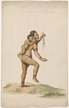Khoikhoi woman with infant, c.1675-c.1725. Creator: Anon