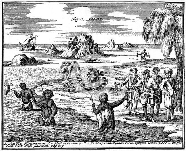 Khoikhois spearing fish, South Africa, 1931. Artist: Unknown