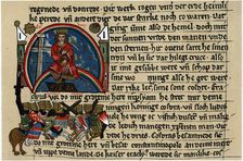 Khosrau II of Persia with cross and dove, on his mechanical throne