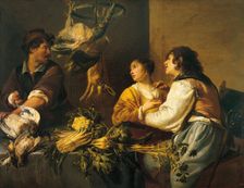 Kitchen, 1635. Creators: Theodoor Rombouts, Adriaen van Utrecht