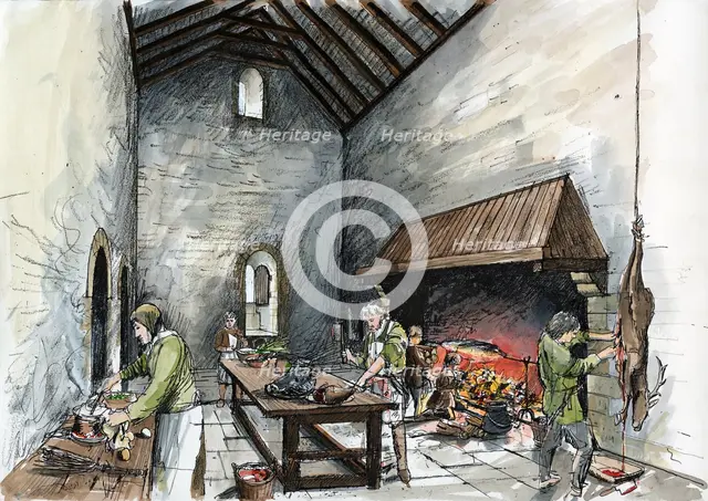 Kitchen block or 'keep' at Wolvesey, Old Bishop's Palace, c1160, (c2000s) Creator: Liam Wales.