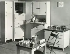Kitchen furniture by Heal's, London 1937. Creator: Unknown