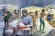Kitchen in the Middle Ages, c14th century, (c1990-2010) Artist: Philip Corke