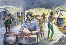 Kitchen in the Middle Ages, c14th century, (c1990-2010) Artist: Philip Corke